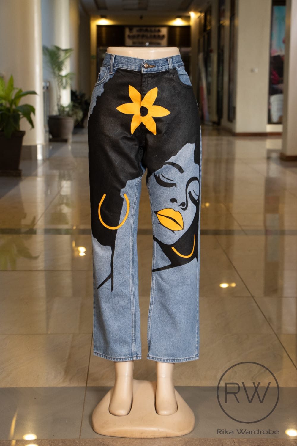 Afro girl with Yellow flower