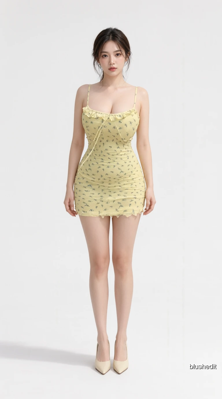 Lemon Floral Mini With a Ruffled Edge