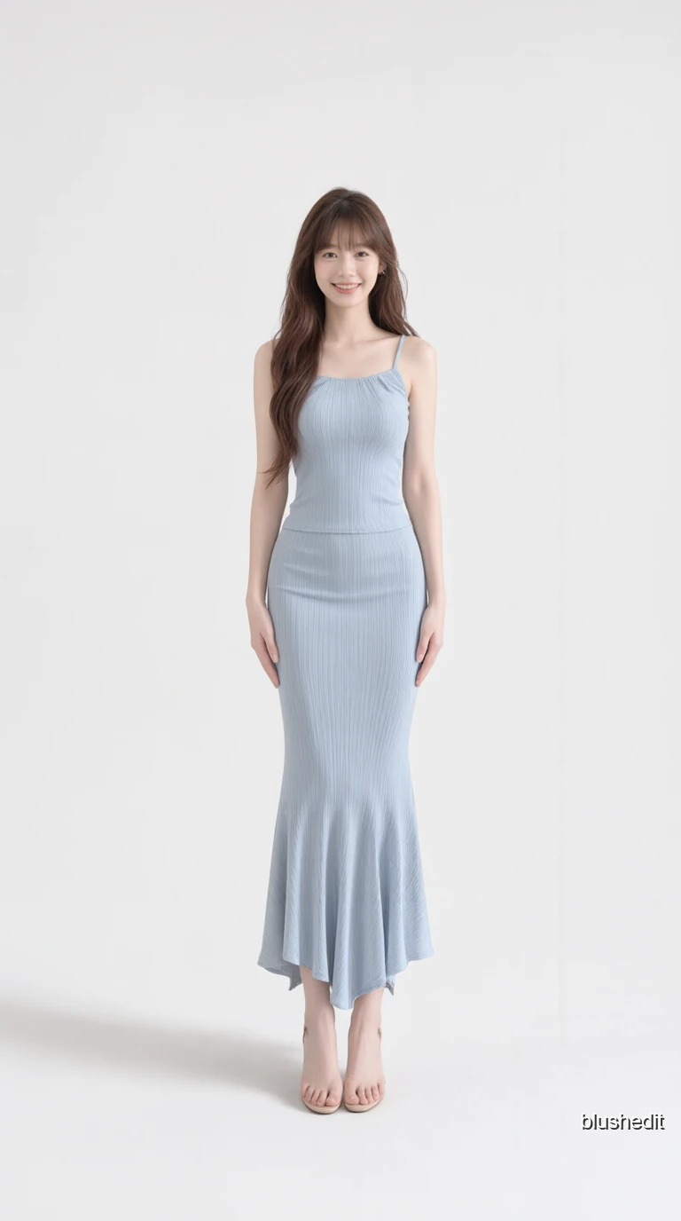 Baby Blue Ribbed Maxi With a Flare