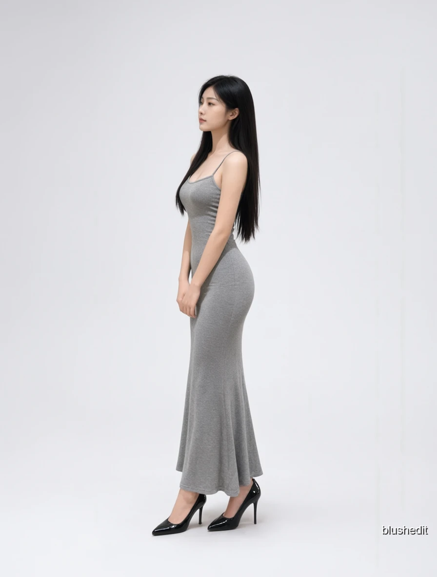 Grey Ribbed Maxi, Sleek and Simple