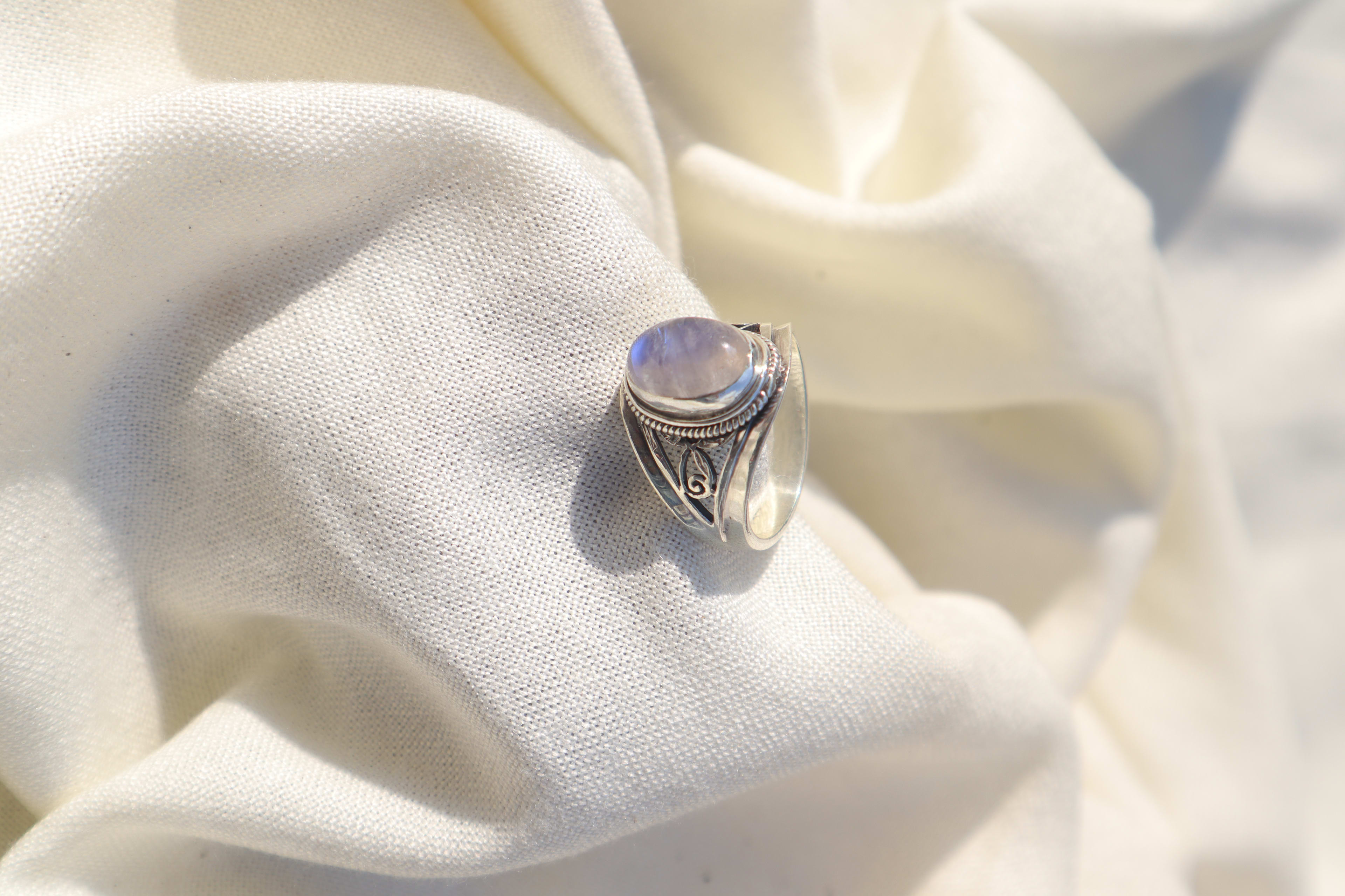 Silver Rainbow Moonstone ring 1