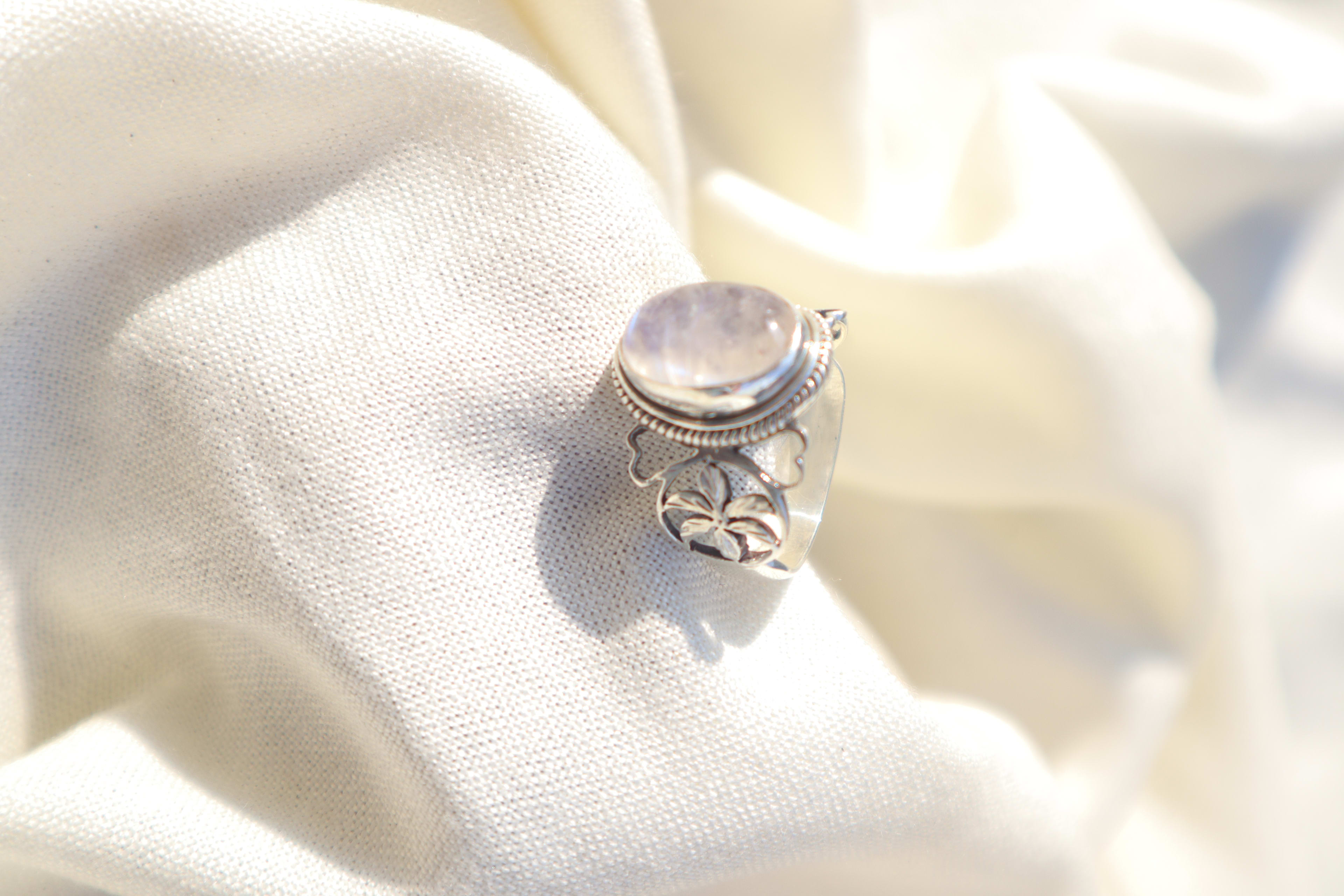 Silver Rainbow Moonstone ring 2