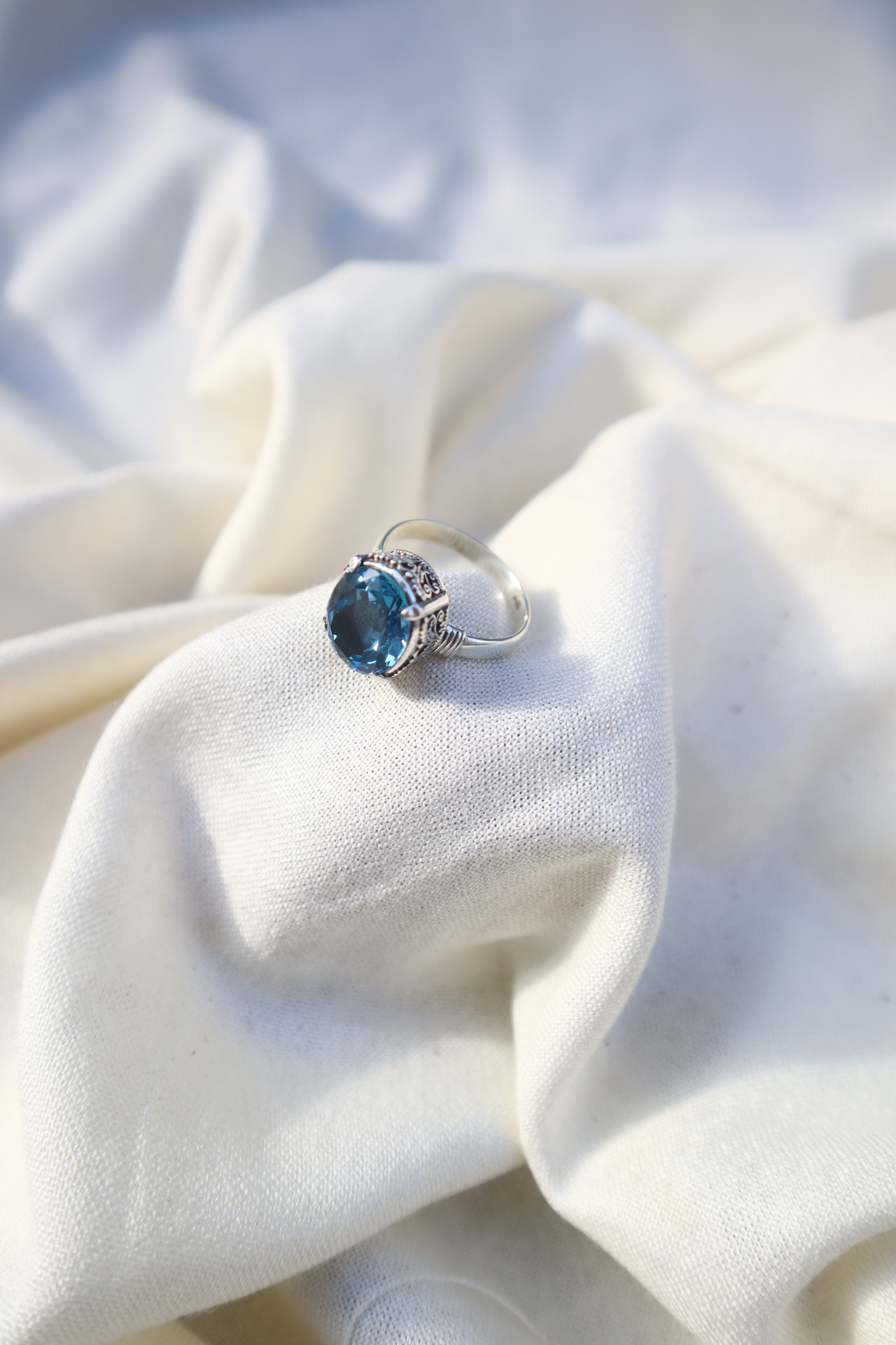 Silver Swiss Blue Topaz ring