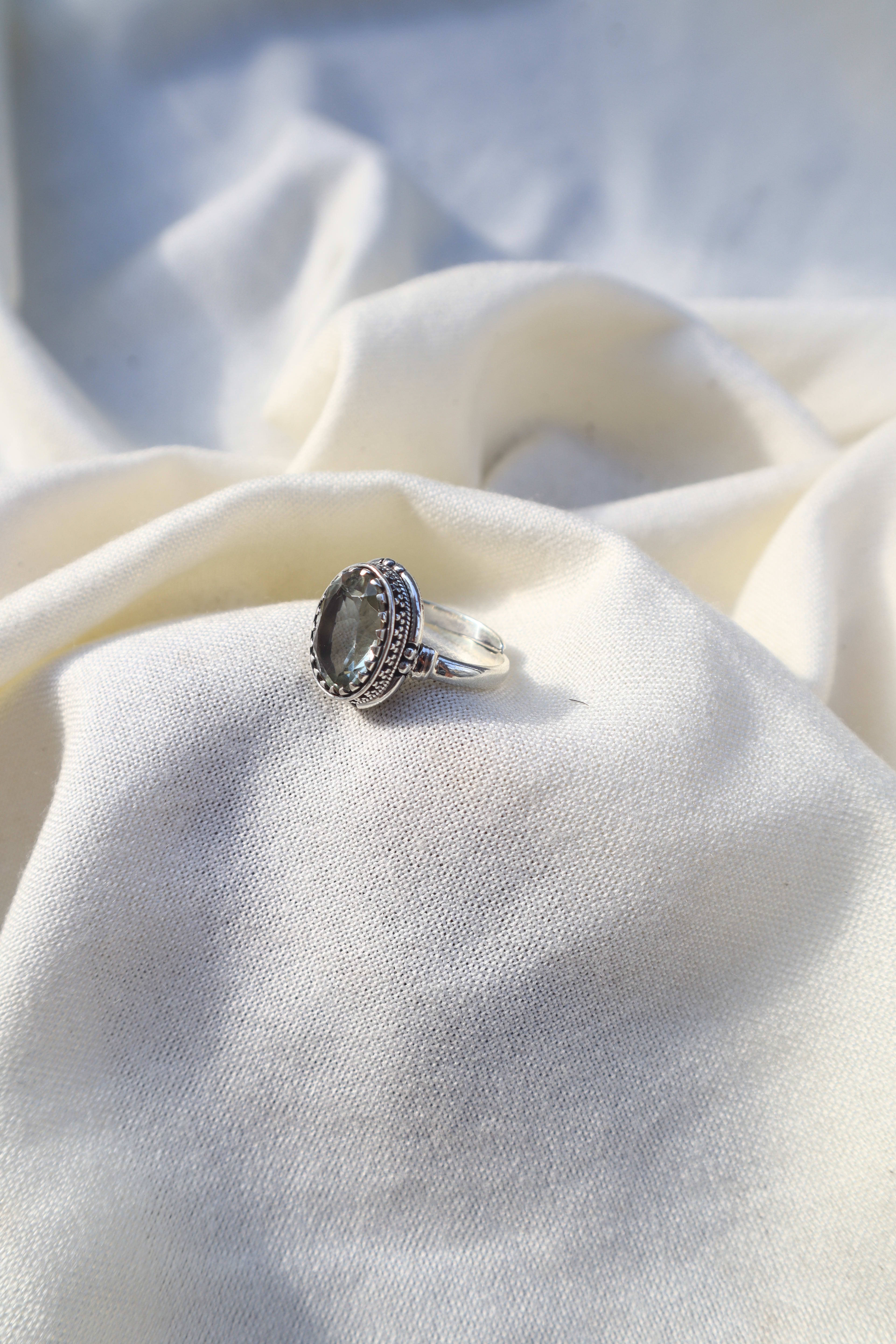Silver Green Amethyst ring