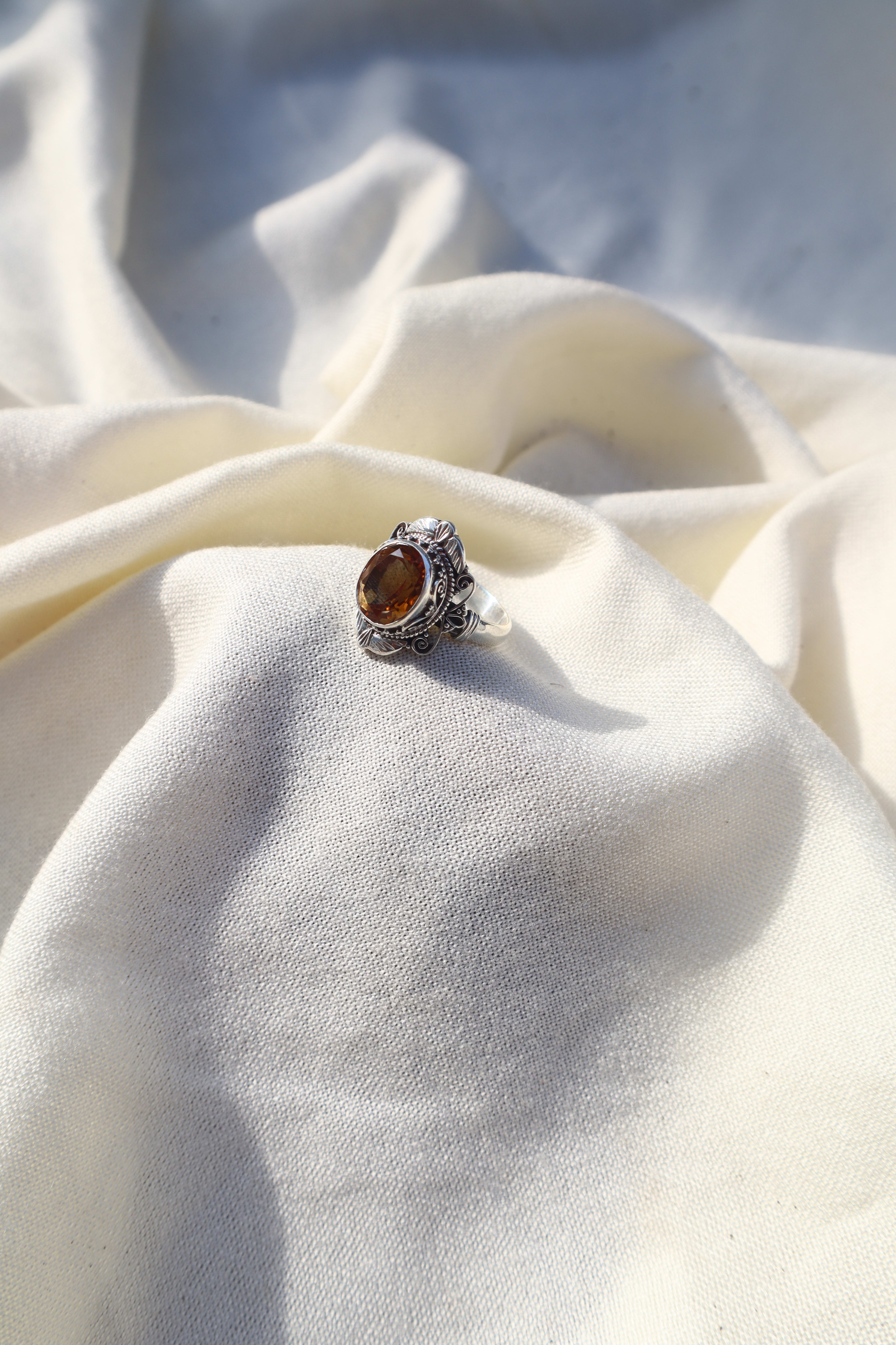 Silver Winged Citrine ring