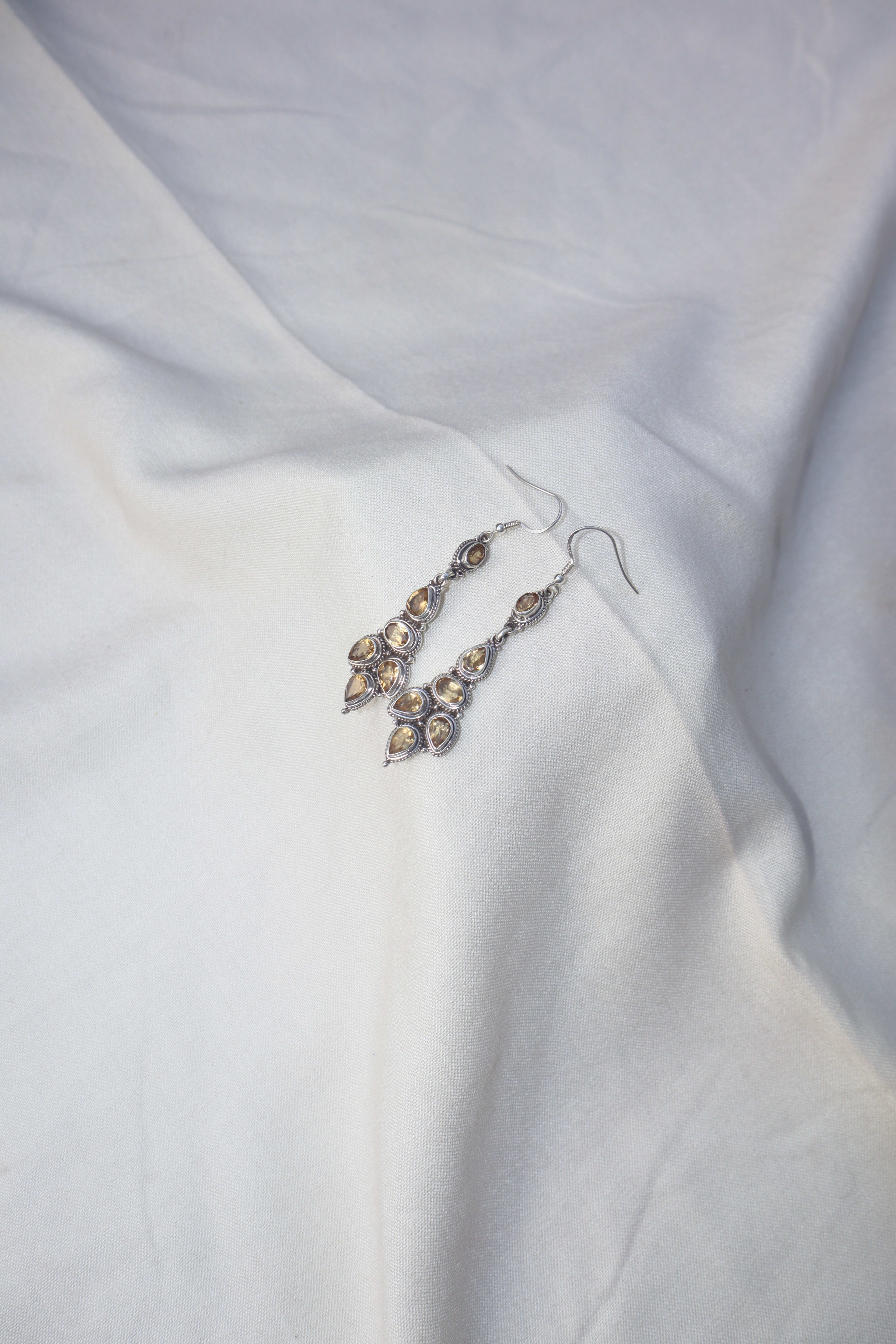 Silver Citrine dangle earrings