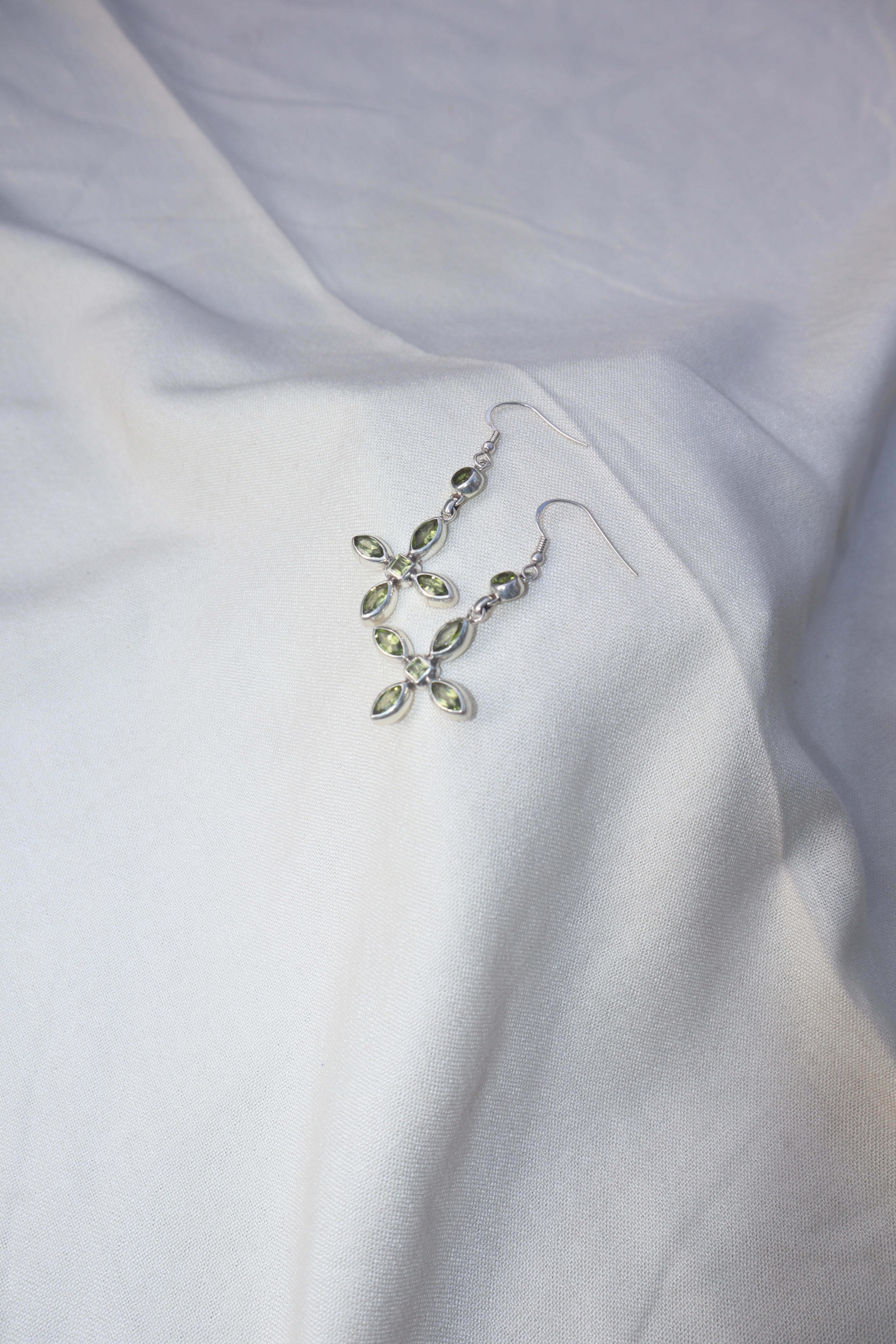 Silver Peridot dangle earrings