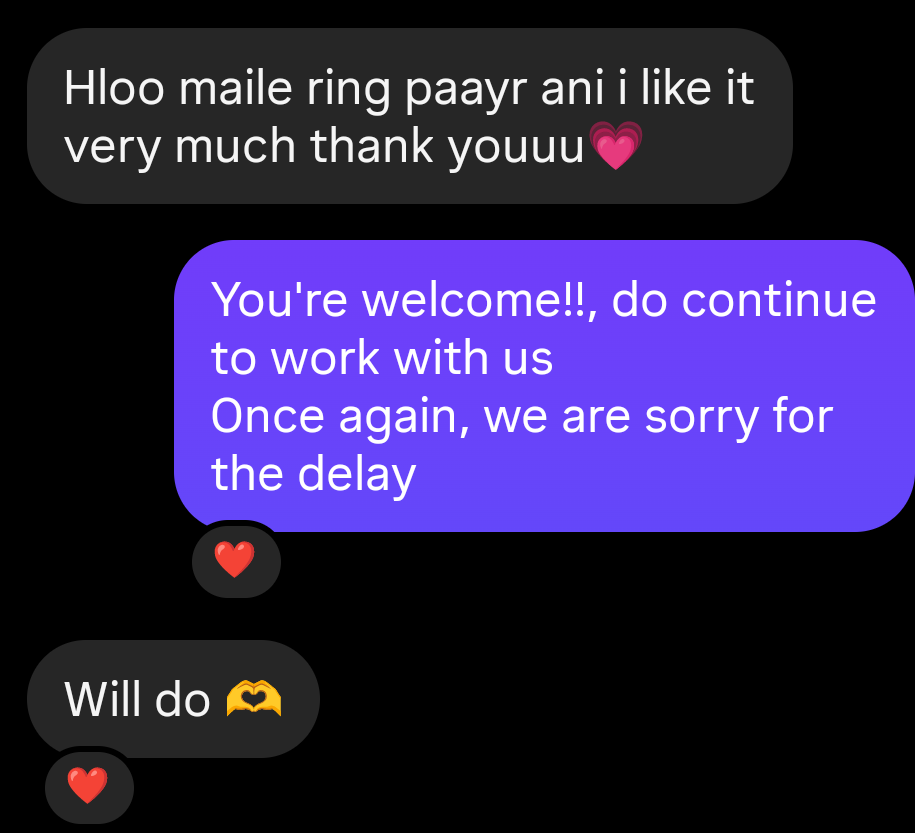Screenshot of a customer conversation