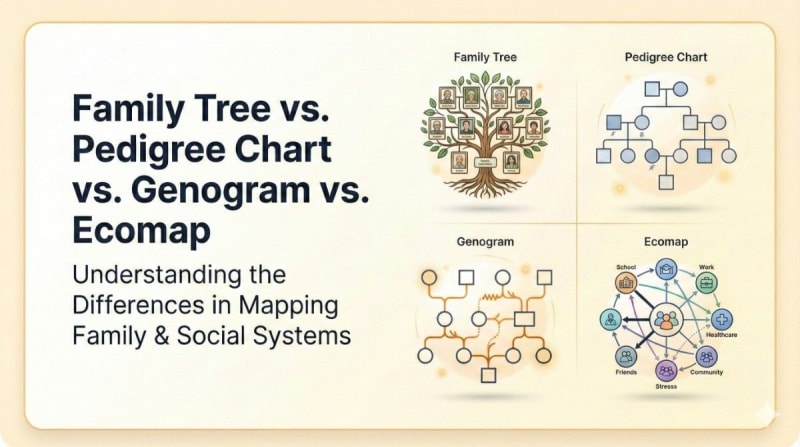 Genogram vs Pedigree Chart vs Ecomap Comparison