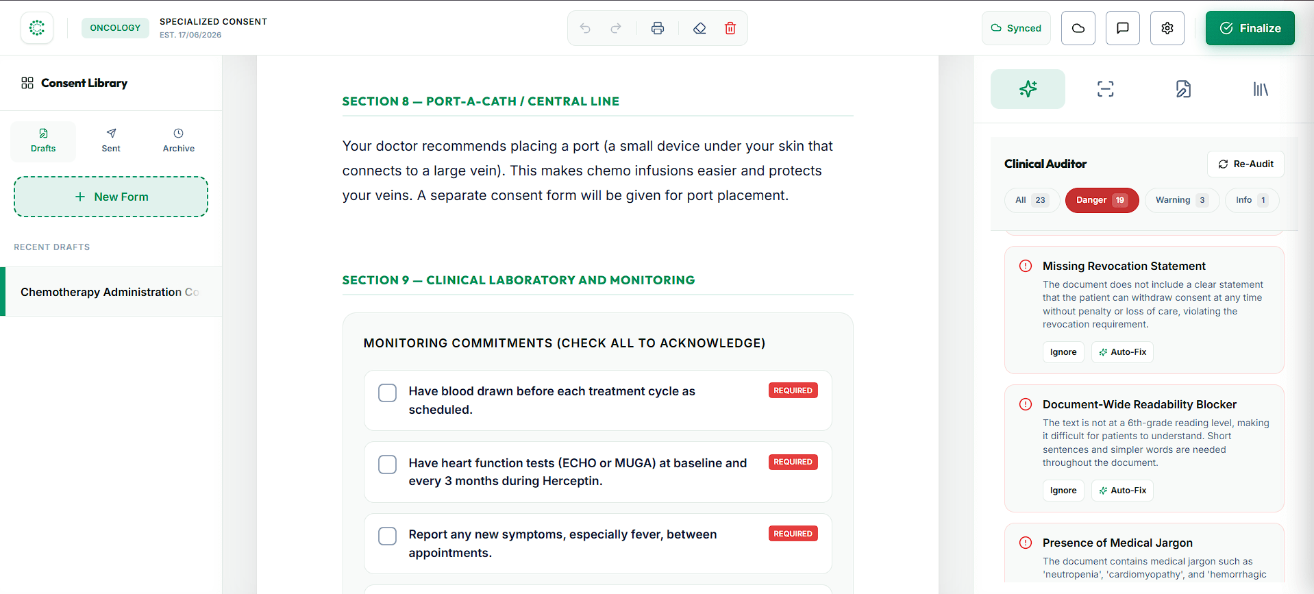 ConsentCollect Clinical Audit Dashboard & Builder