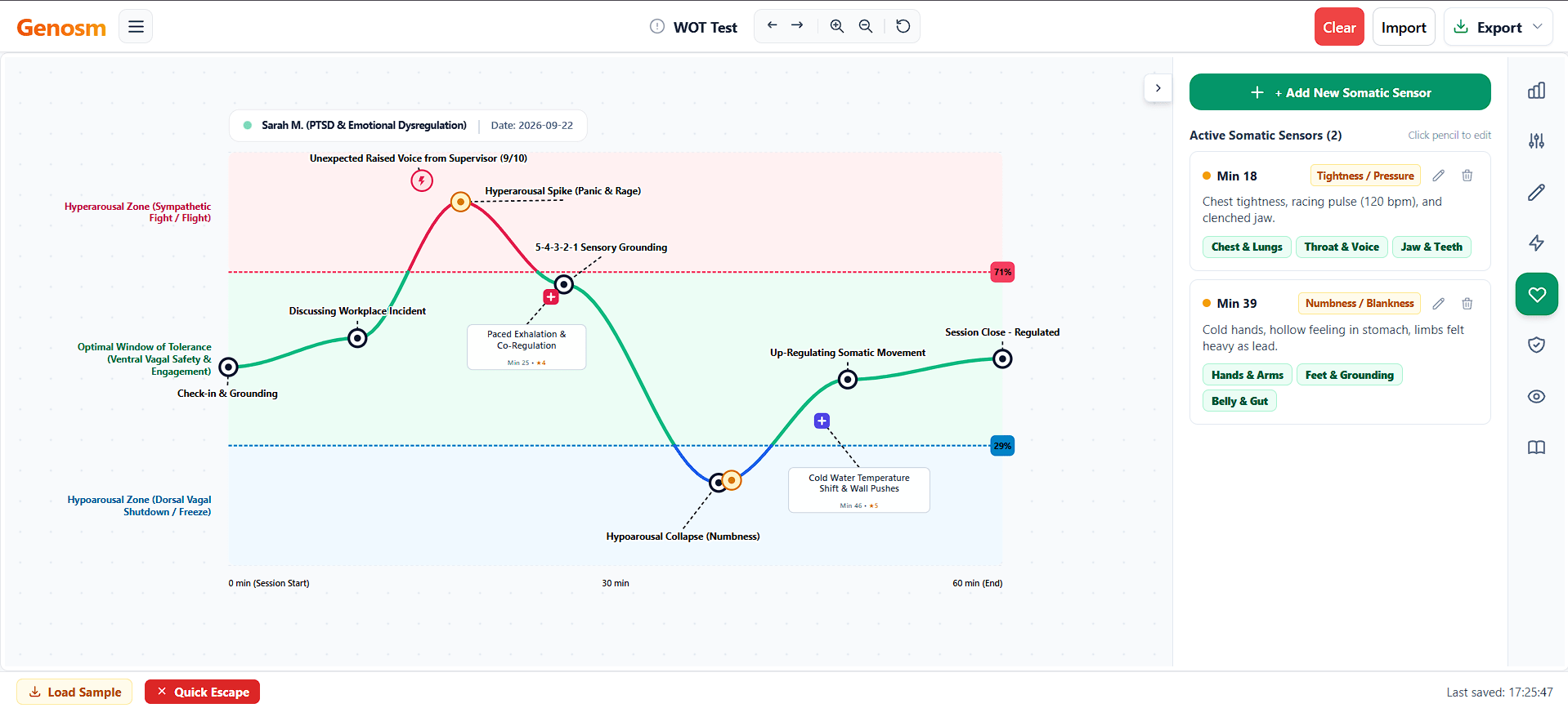 The interface of window of tolerance chart maker software