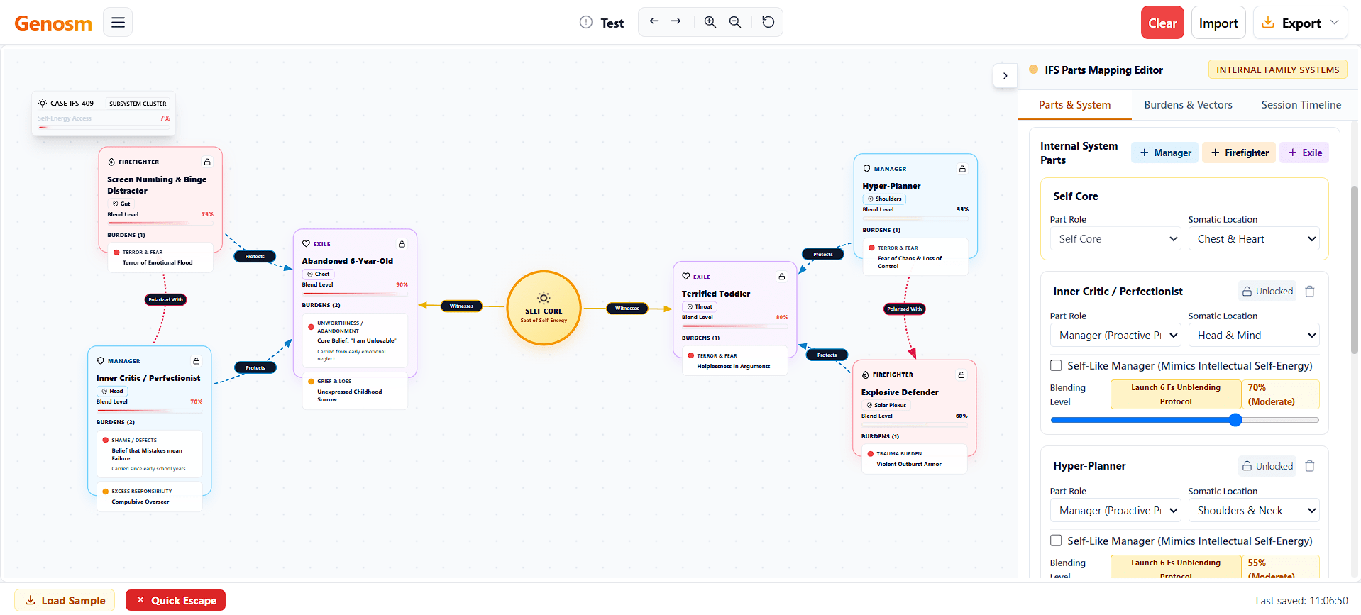 The interface of IFS parts mapping tool software