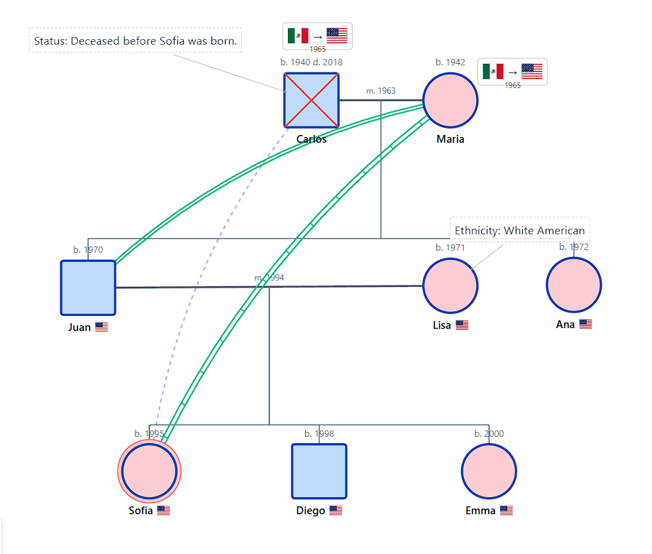 Immigration and Acculturation Genogram Example