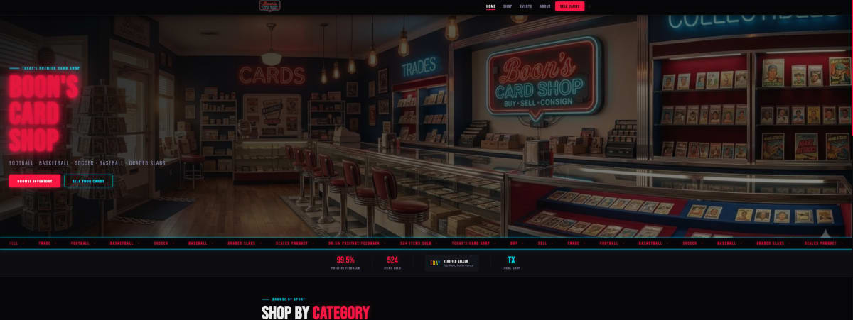 Boon’s Card Shop website