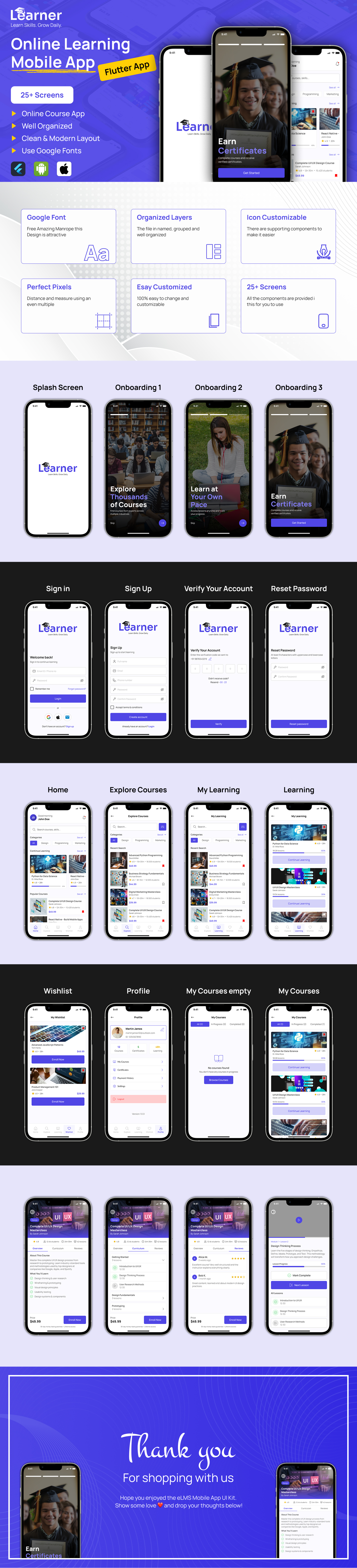 Learner | Flutter Learning App UI Kit