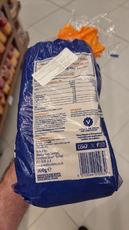 Medium Sliced White Bread Made with 50% Wholemeal Flour