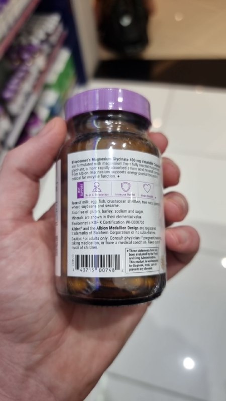 Magnesium Glycinate 400 mg Vegetable Capsules