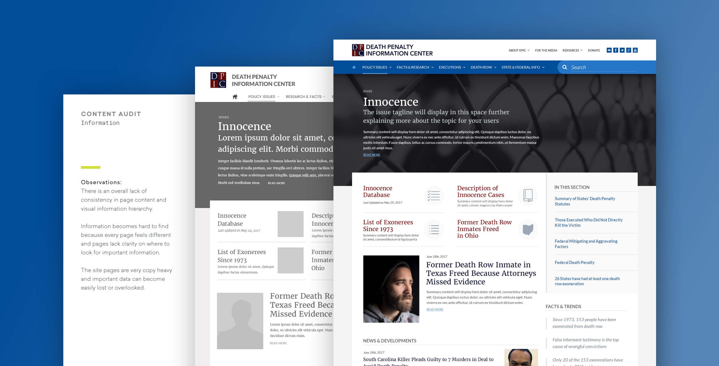 DPIC - content to wireframe to design blue background Hero