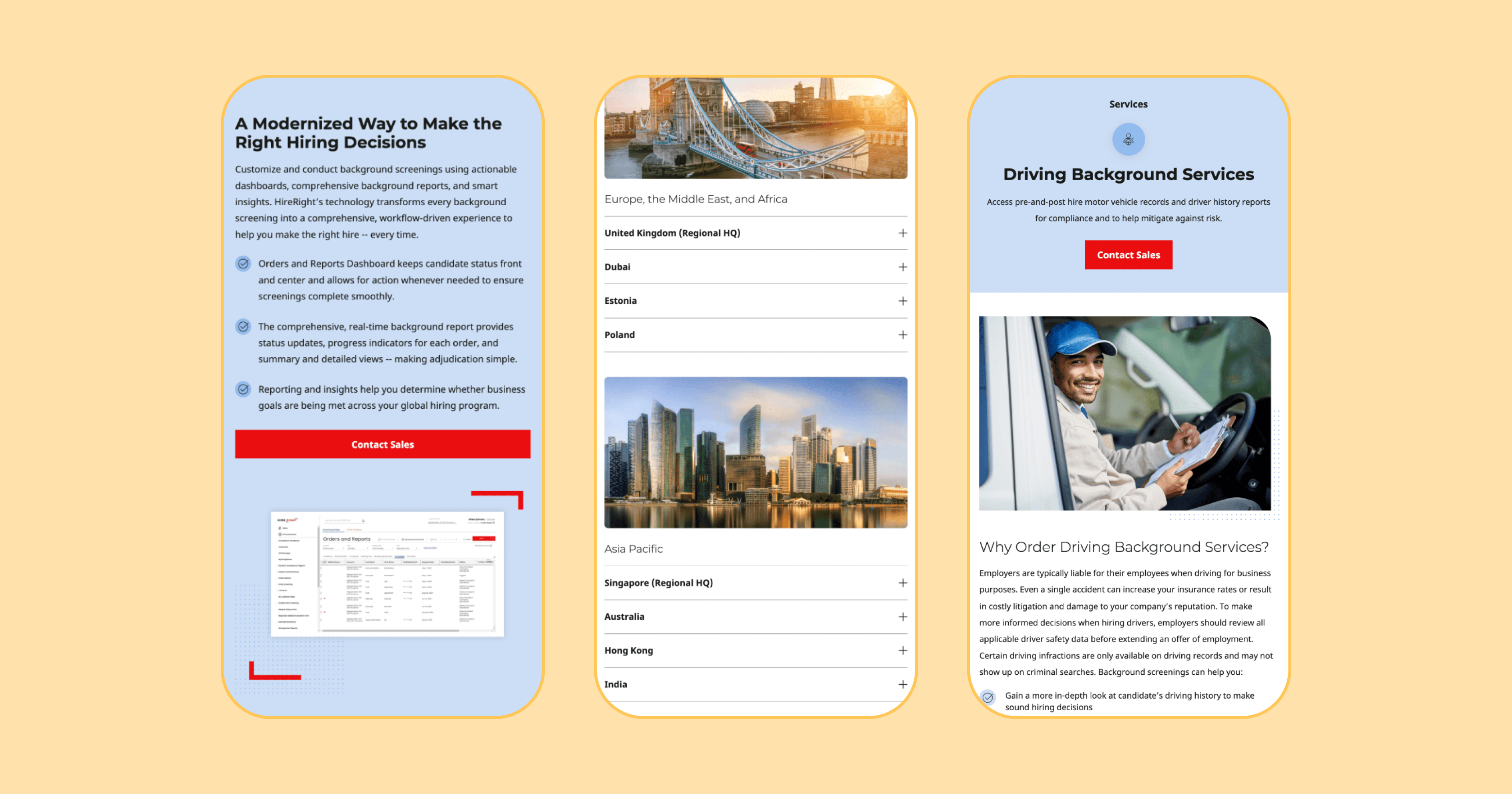 HireRight banner mobile spread yellow background Hero