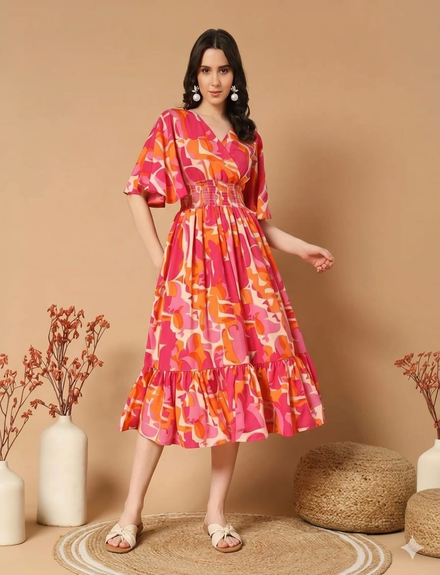 Orange-Pink Understated Midi