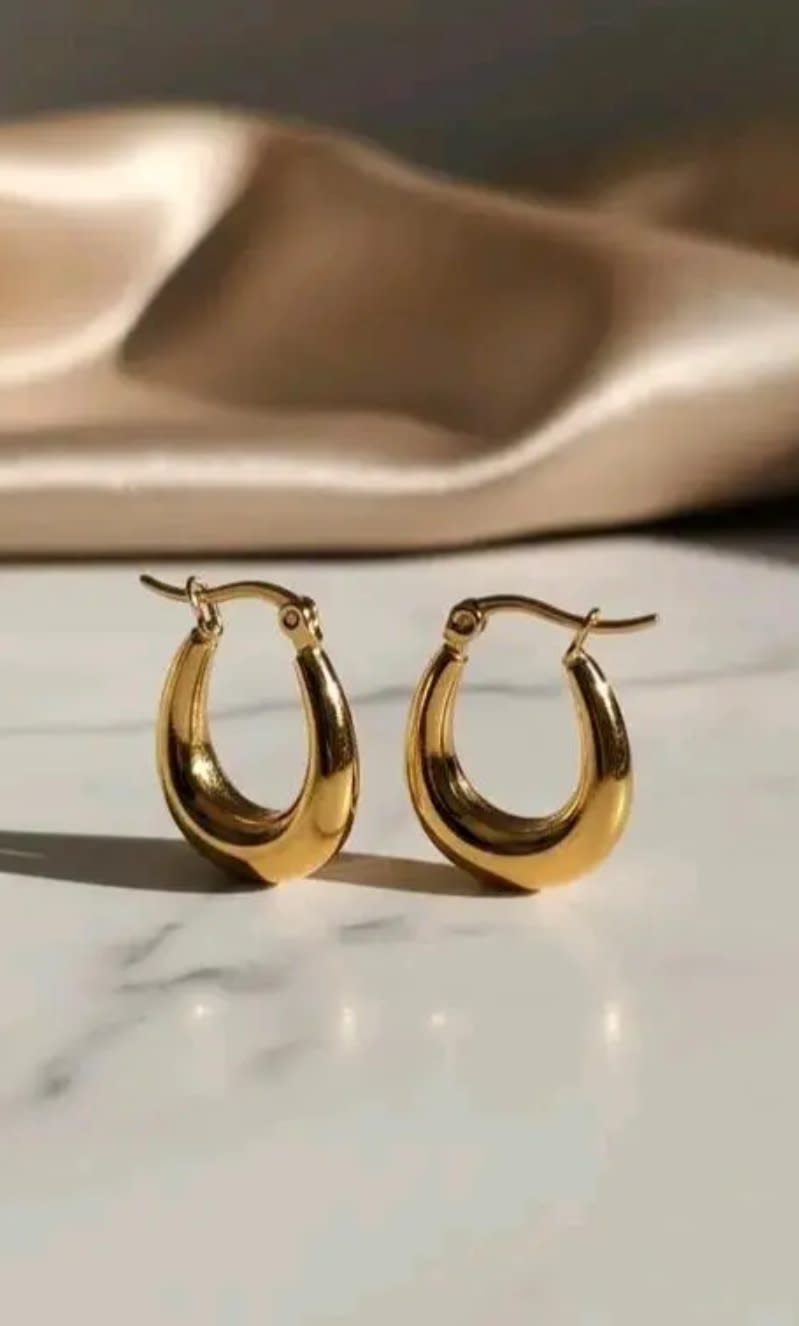 Gold Plated Chunky Hoop Earrings