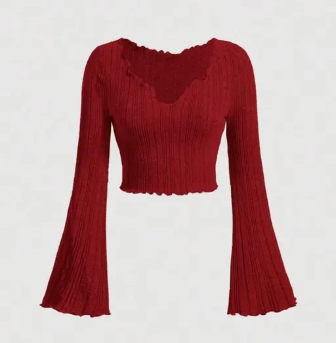 Letest v neck flared sleeve notch piko top