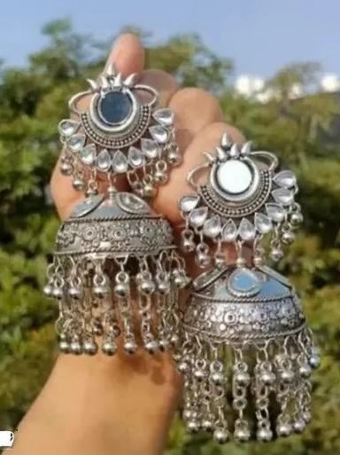 afgani oxidised jhumkas