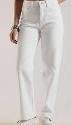 white straight wide leg jeans