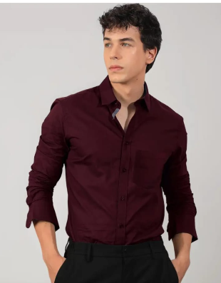 Men Wine Oxford Shirt