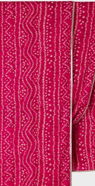 Pink Bandhani Print Dupatta with Gota Border