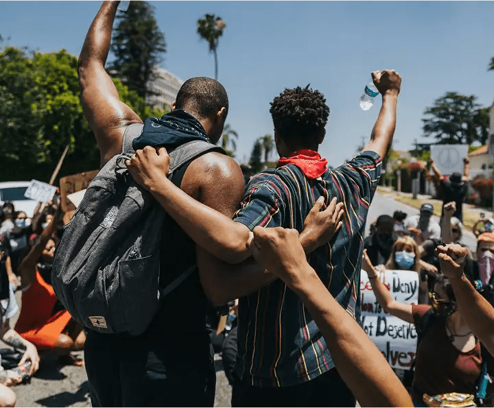 Diverse group of activists at rally