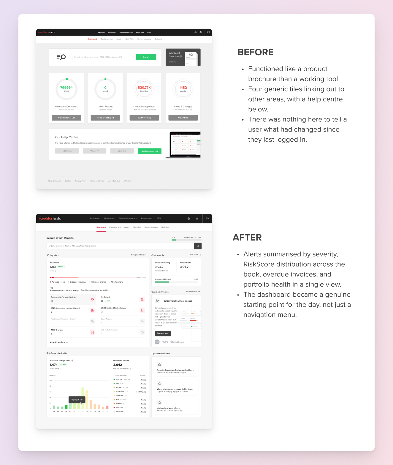 Dashboard redesigned as a status engine