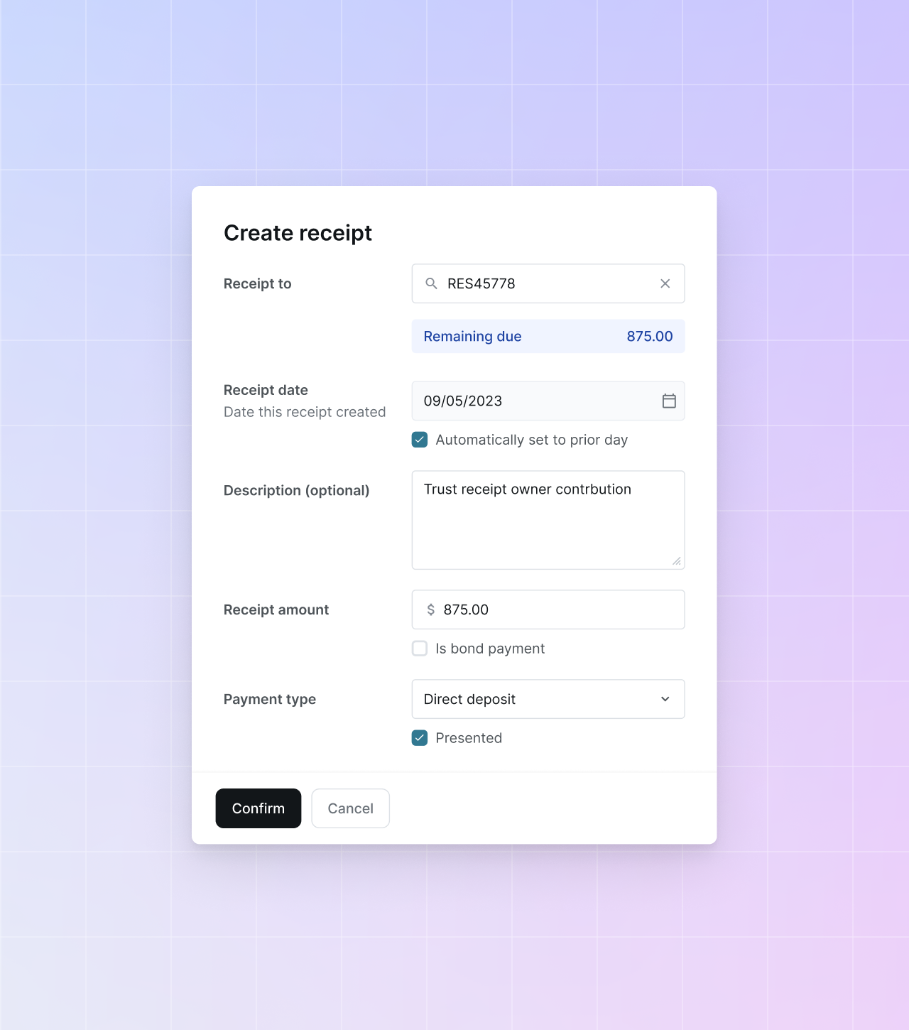 a screenshot of a screen shot of a payment form with a credit card in the center of the screen