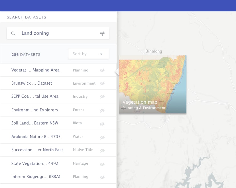 a screenshot of a map of spatial features with a search bar highlighted