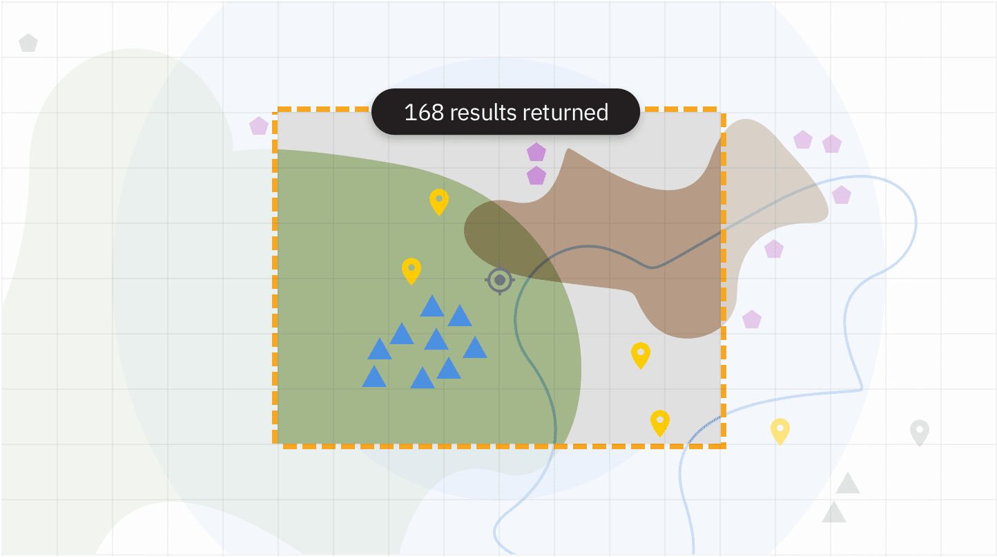 a screen shot of a map of a park with a lot of trees and a lot of dots on it