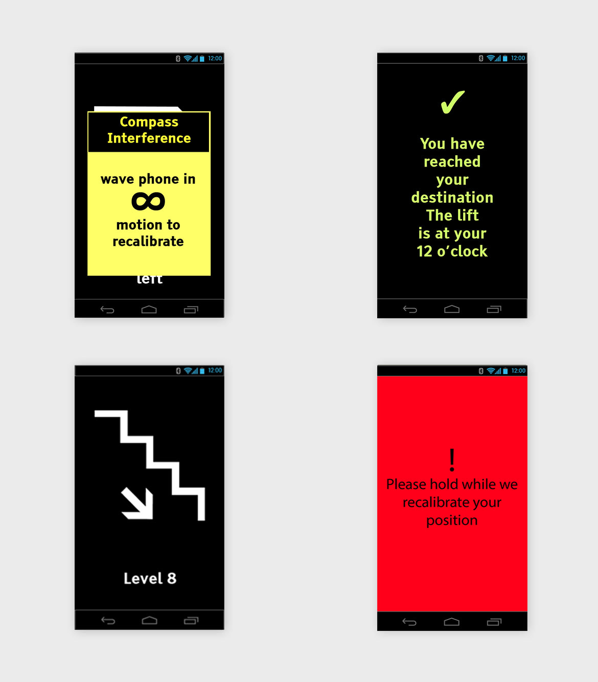 a set of four cell phones with different messages on the back of the phones and the same text on the back of the phones