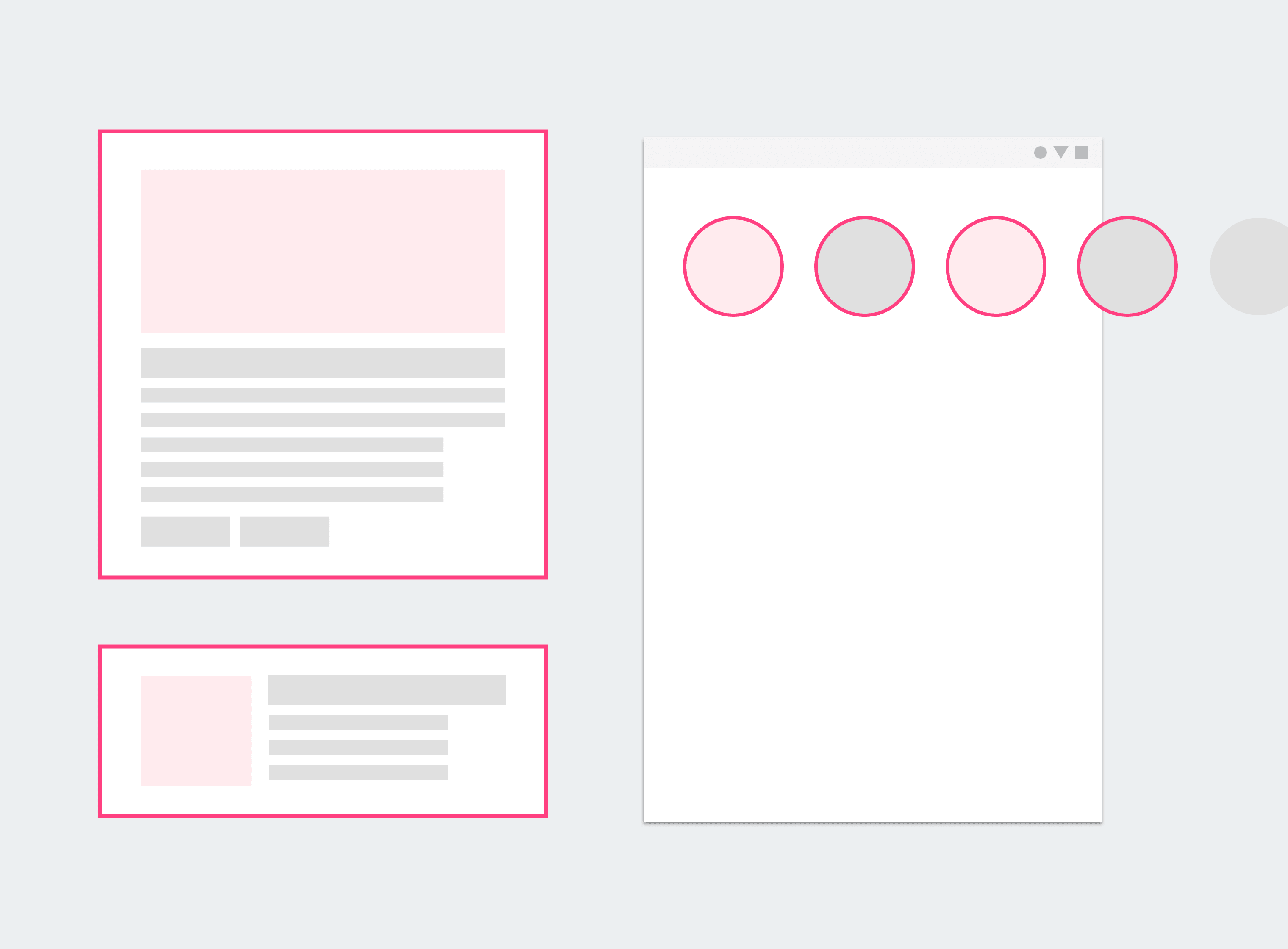 a white paper with a pink circle on it next to a piece of paper with a pink circle on it