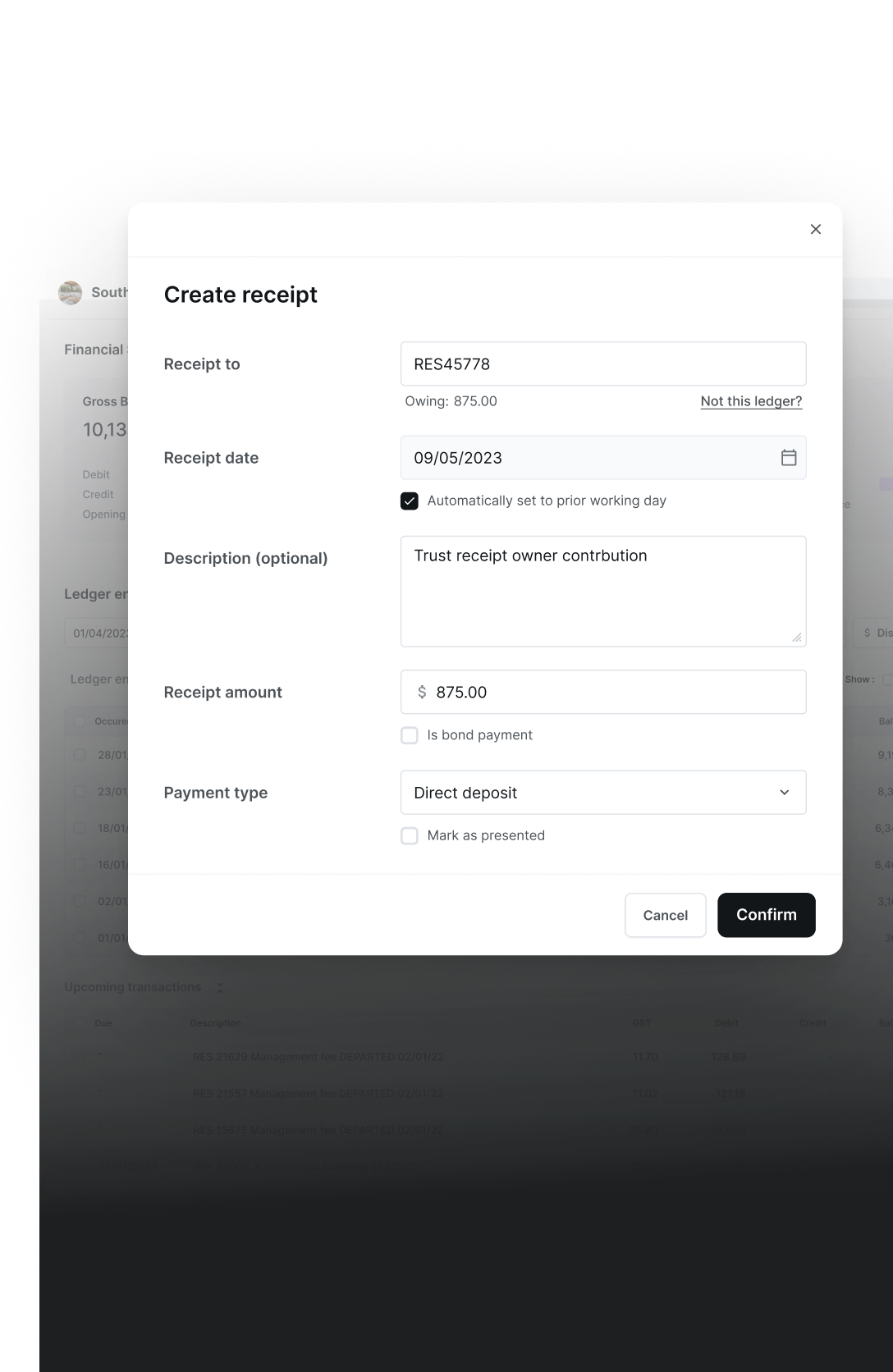 Homstar B2B trust accounting platform UI