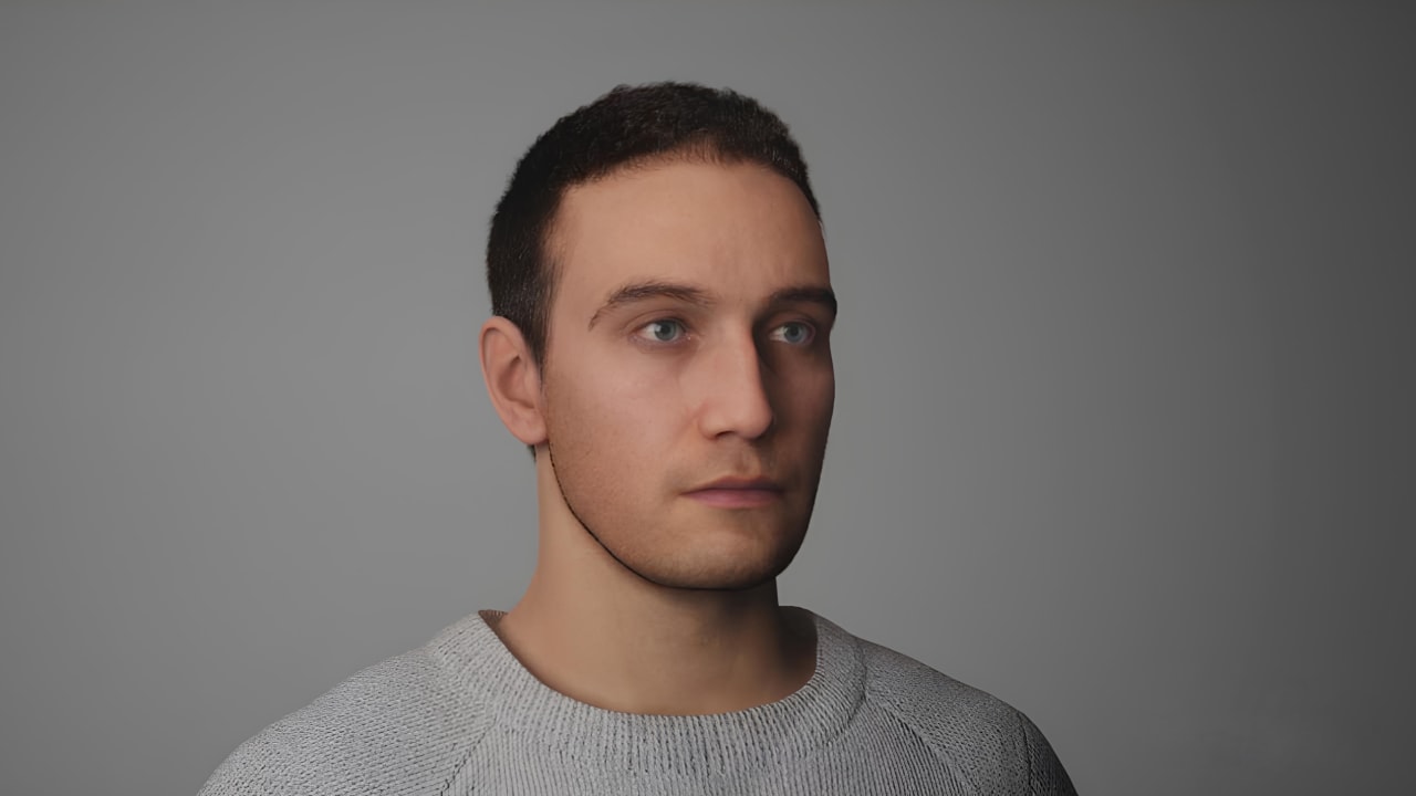 A final render of one of the premade male characters.
