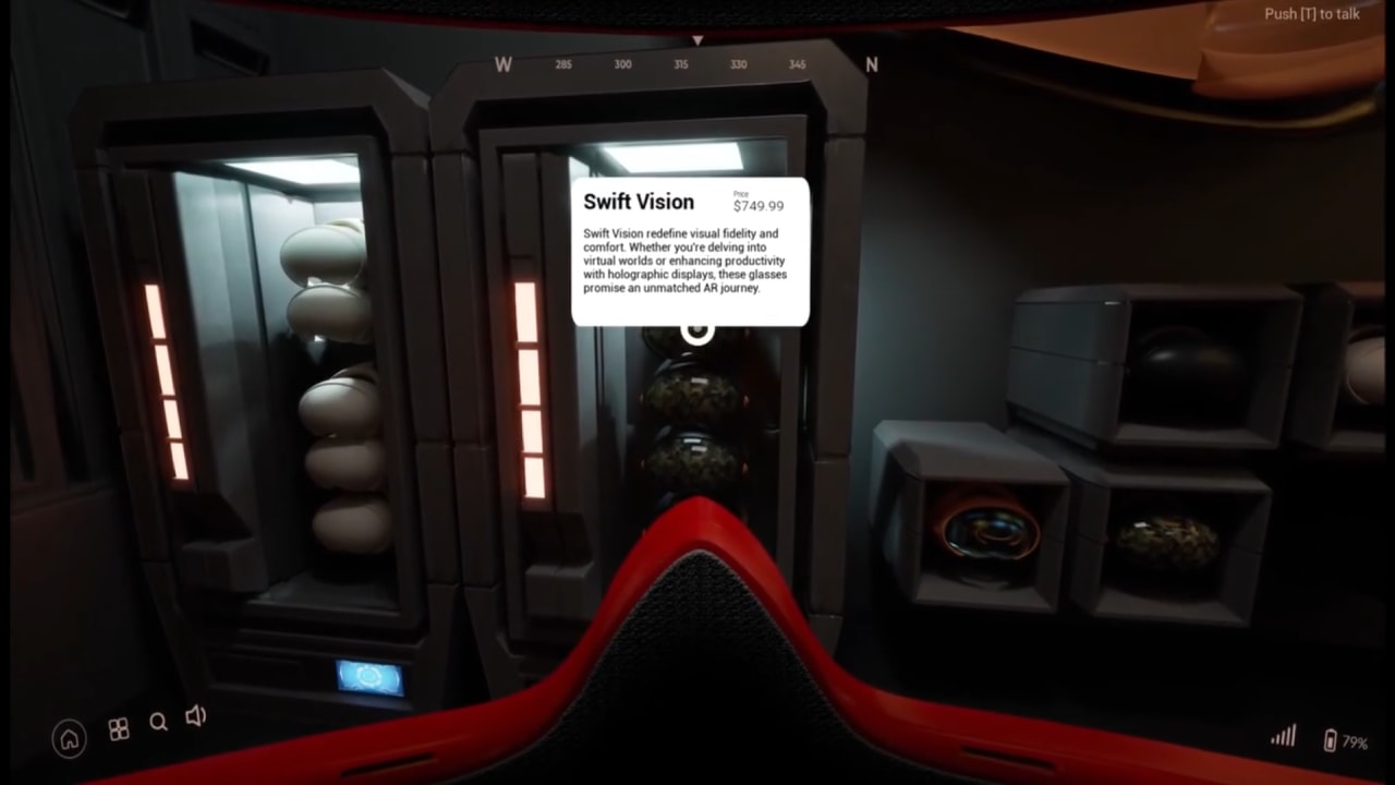 Image showing the user wearing the headset and using it to get the description on an object in the world.