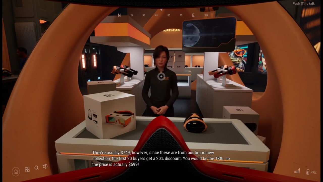 Image showing the AI assistant standing and telling the user about the final price of the AR headset.