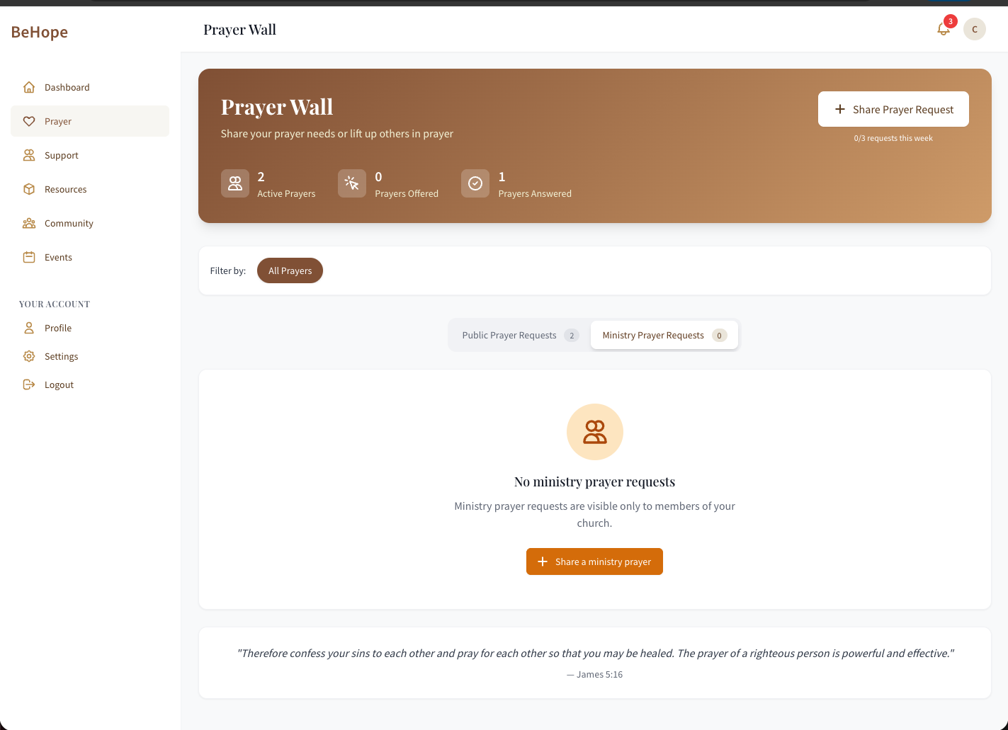 Ministry admin dashboard