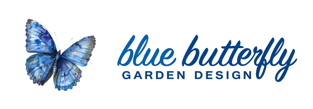 Blue Butterfly Garden Design Logo