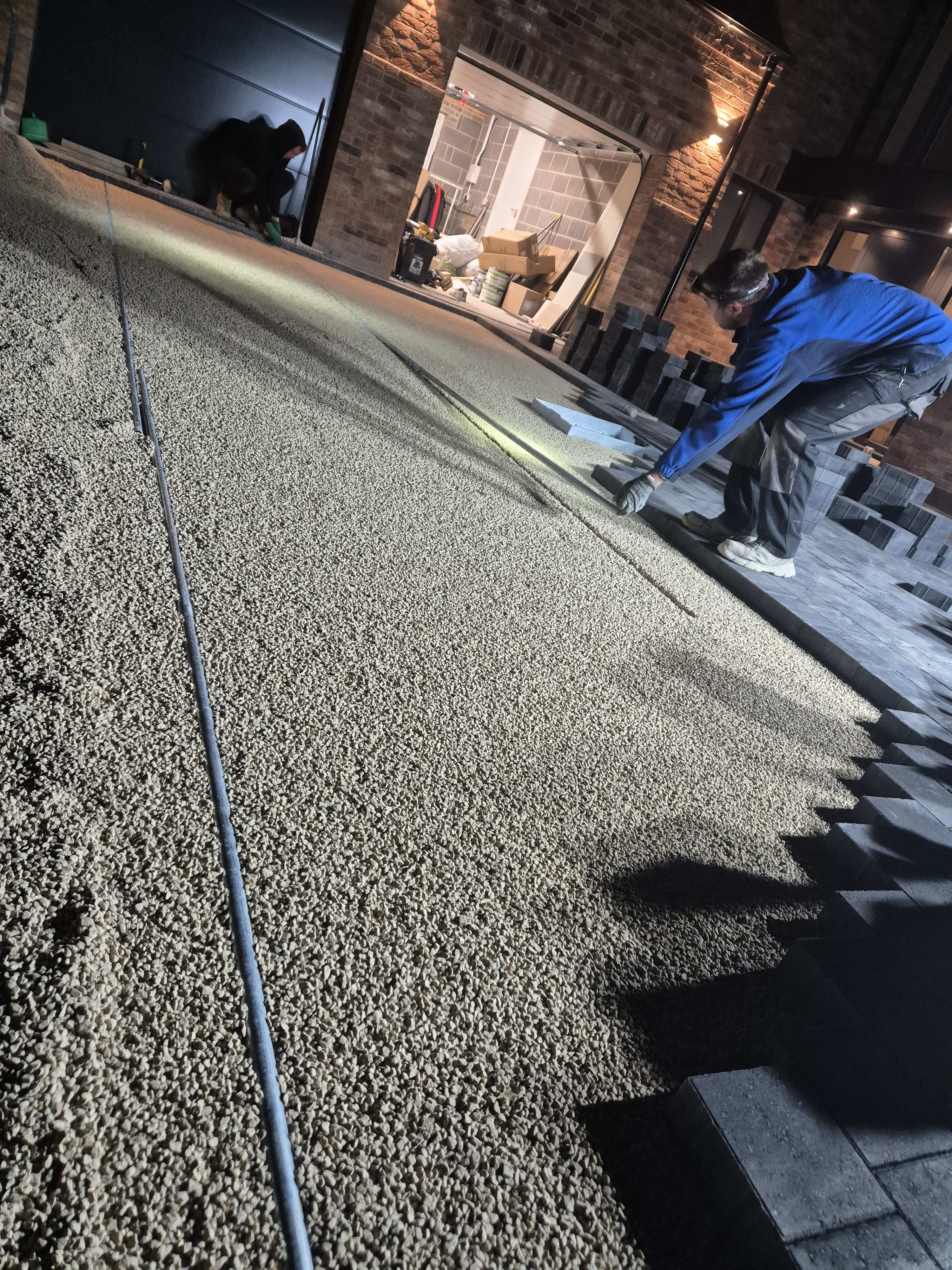 Driveway installation in Doncaster mid-project