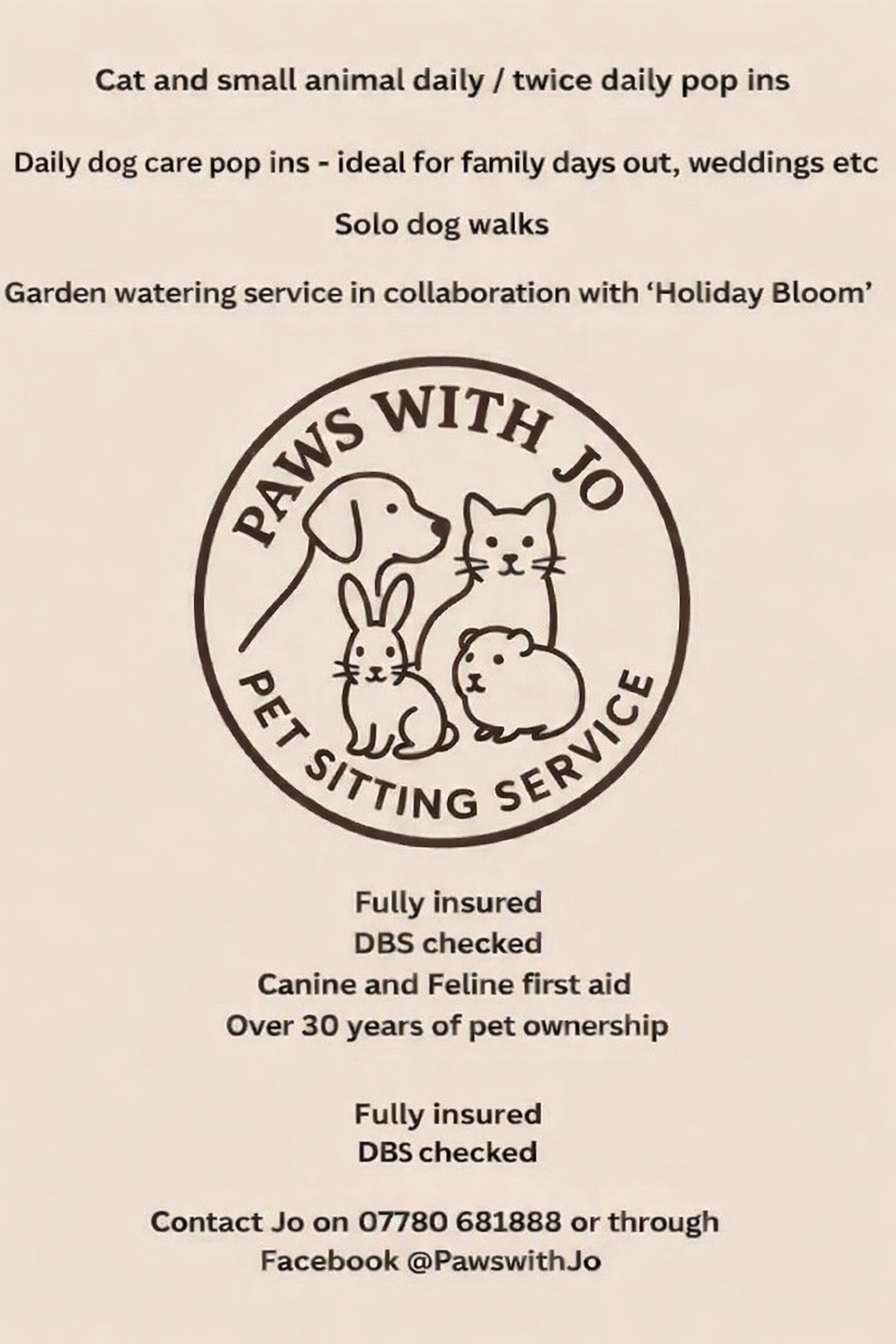 Paws with Jo - trusted pet sitting service