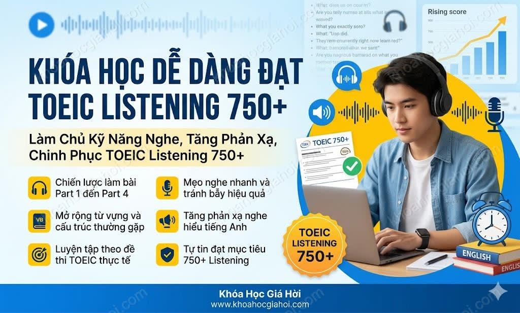 Khóa Học Dễ Dàng Đạt Toeic Listening 750+
