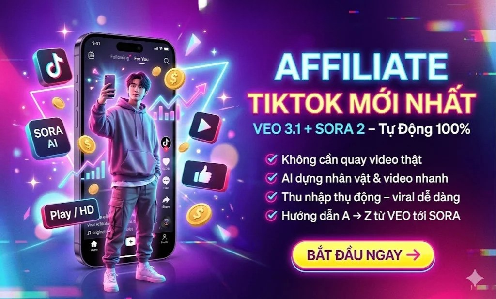 Khóa Học Affiliate Tiktok Bằng VEO 3.1 & SORA 2 Cùng Richdad Lộc
