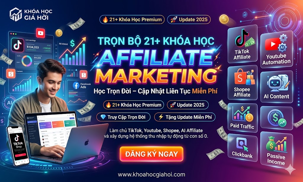 Trọn Bộ 21+ Khóa Học Affiliate Marketing – Học Trọn Đời, Cập Nhật Liên Tục Miễn Phí