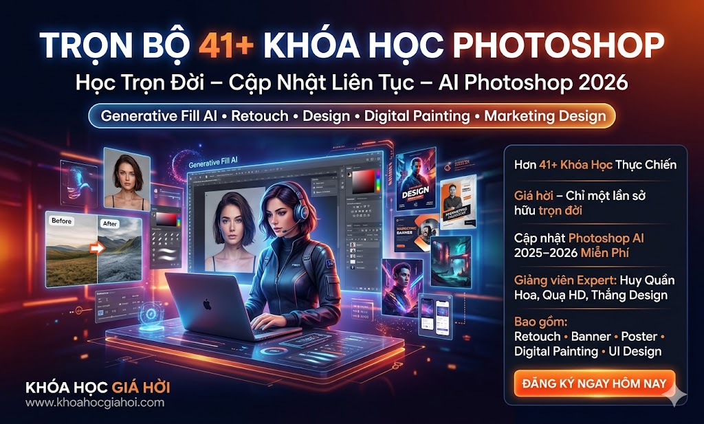 Trọn Bộ 41+ Khóa Học Photoshop – Học Trọn Đời, Cập Nhật Liên Tục Miễn Phí