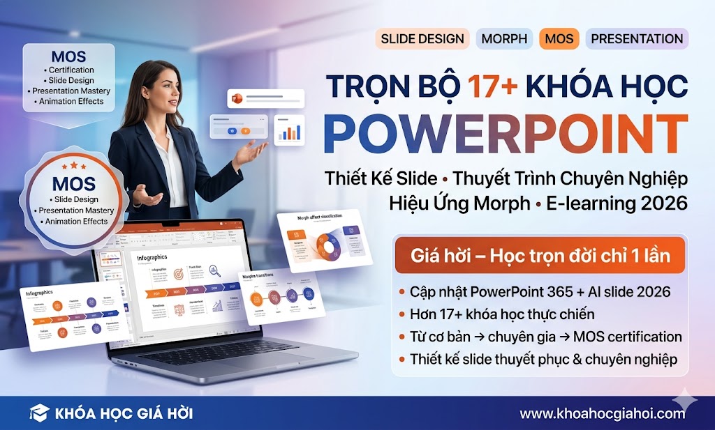 Trọn Bộ 17+ Khóa Học PowerPoint – Học Trọn Đời, Cập Nhật Liên Tục Miễn Phí